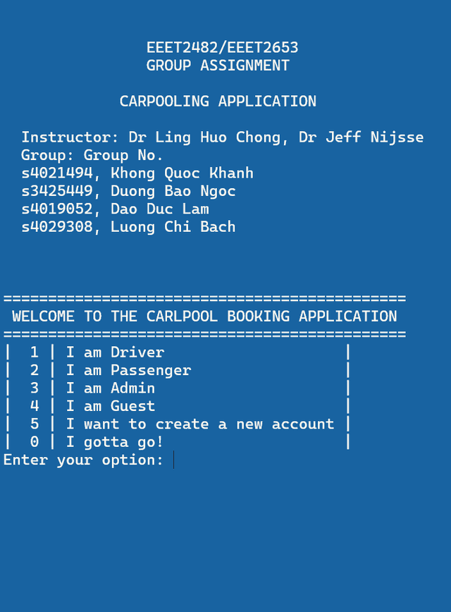 Carpool sharing application interface with user matching system